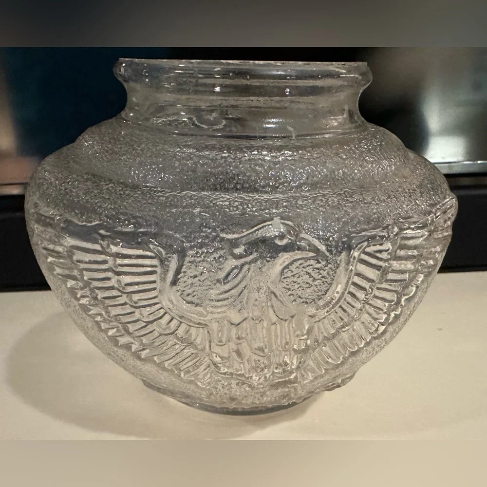 Vintage American Eagle Stars Clear Glass Textured Lamp Light Shade Fitter RARE